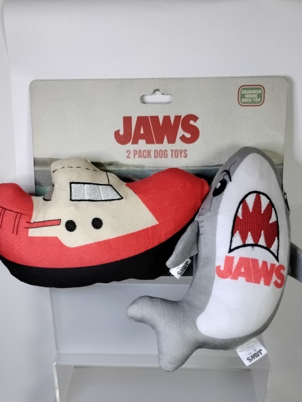 JAWS Shark and Boat Dog Toy Squeaker Set 2 Pack